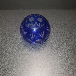 Colbal Blue Bohemian Cut To Clear Glass Votive Candle/Bowl.